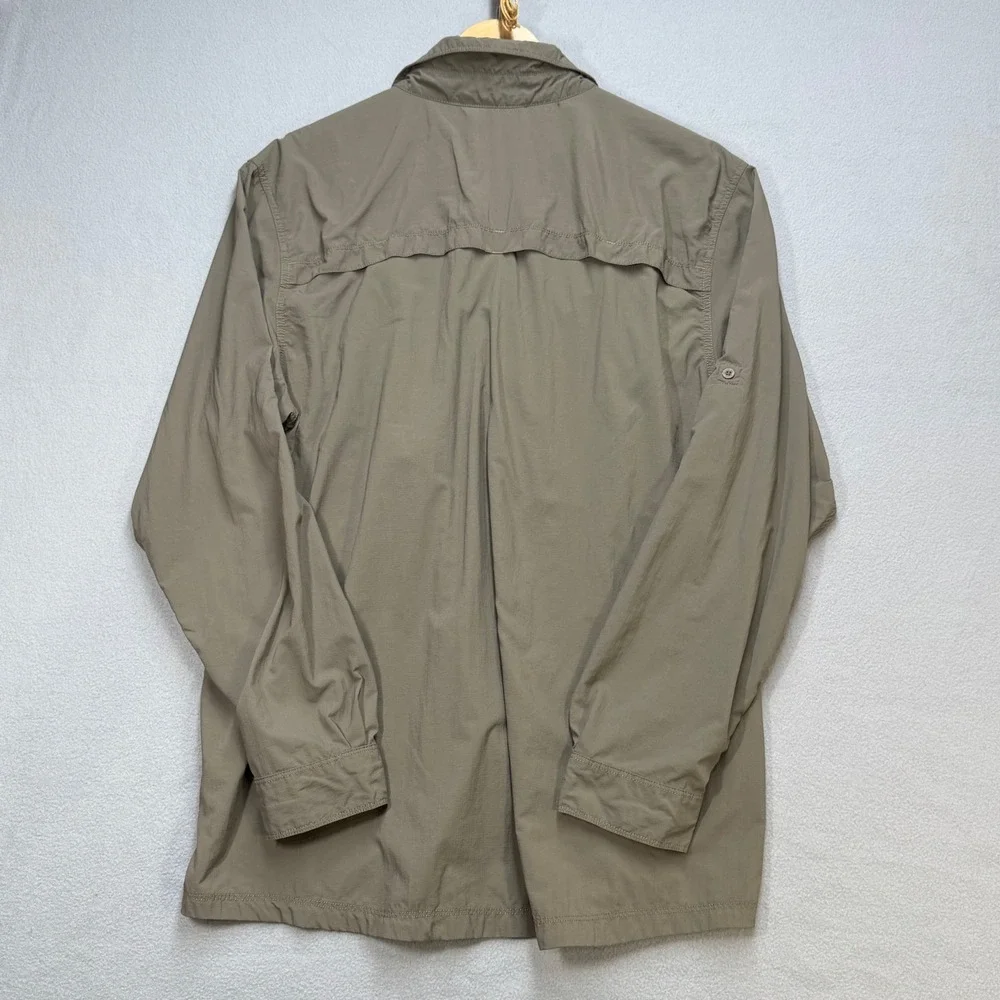 The North Face Mens XL Long Sleeve Hiking Shirt Olive Ripstop Nylon Button Down